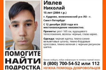 В Кудрово без вести пропал 15-летний мальчик